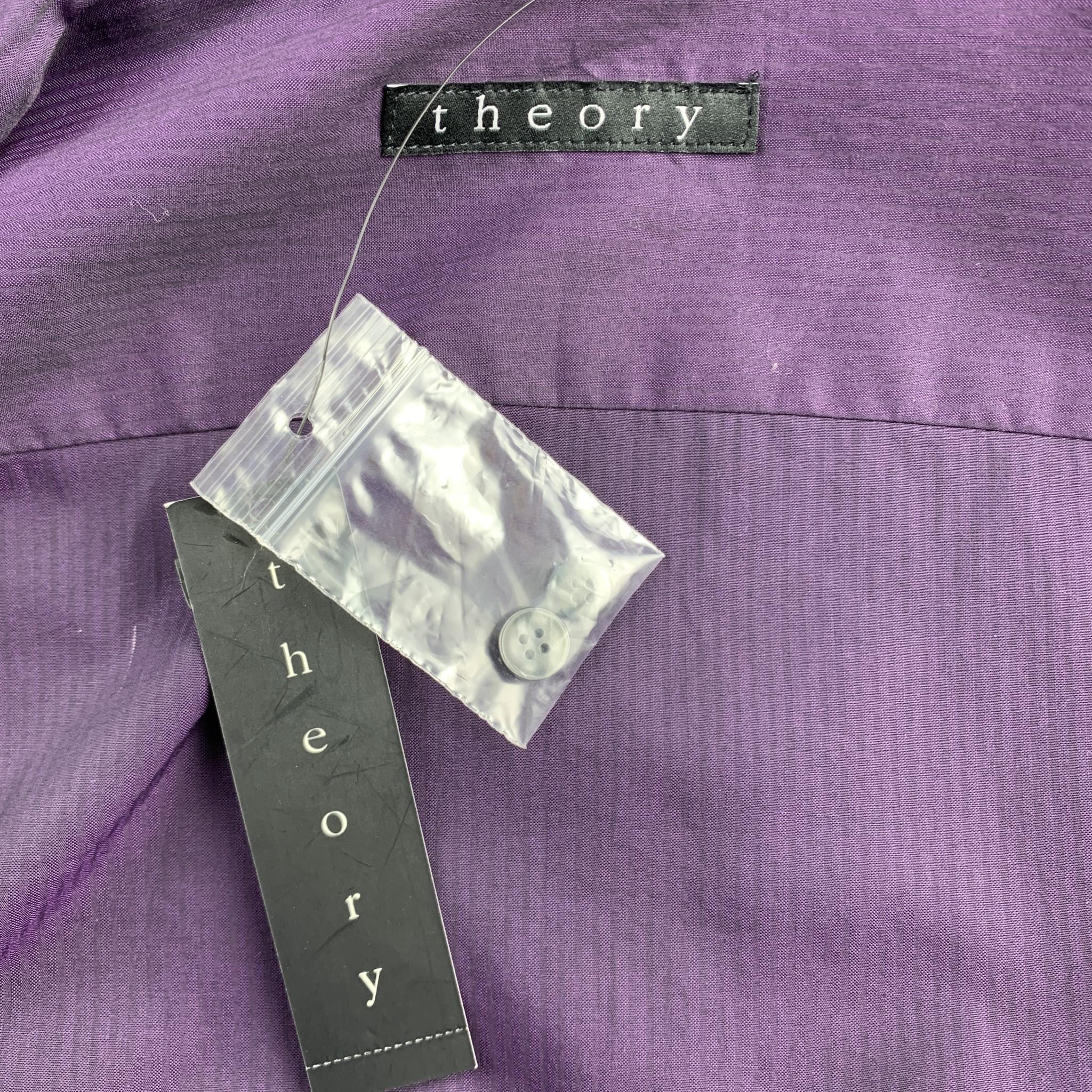 Gray THEORY Size M Purple Solid Cotton Button Up Long Sleeve Shirt