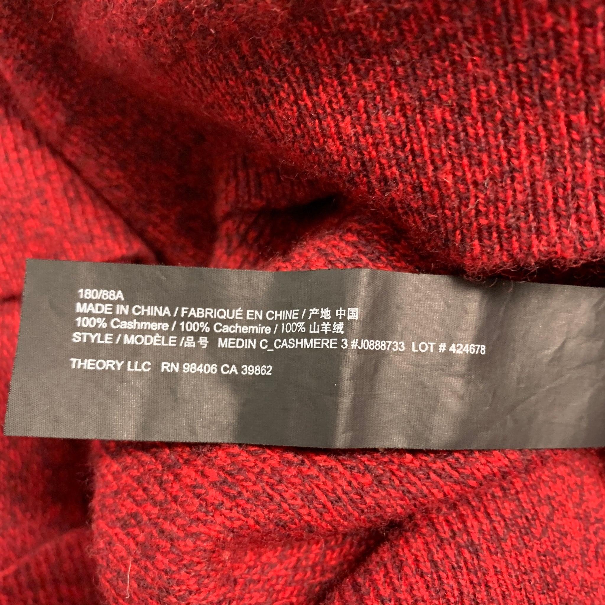 THEORY Size M Red Brown Cashmere Crew-Neck Pullover For Sale 2