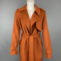THEORY Size M Rust Wool / Cashmere Shawl Collar Belted Coat