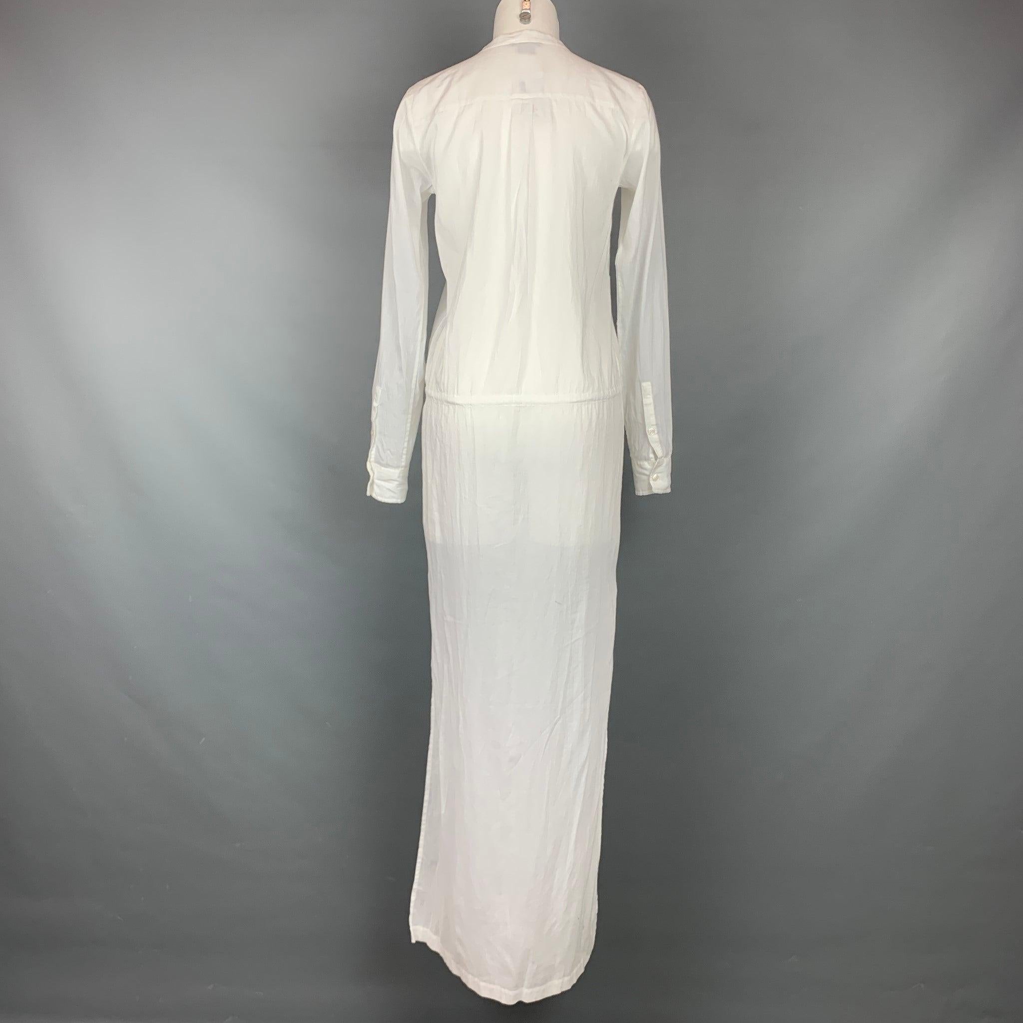 THEORY Size S White Cotton Long Shirt Dress In Excellent Condition For Sale In San Francisco, CA