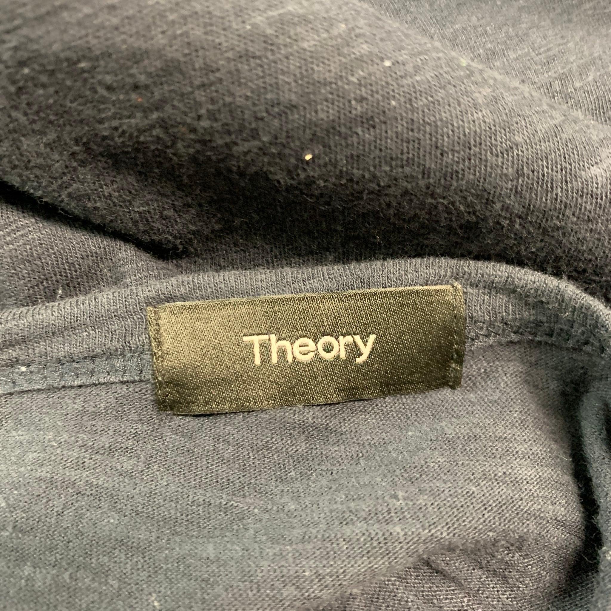 THEORY Size XL Navy Cotton Henley Pullover For Sale 2