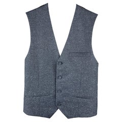 THEORY Size XS Navy Heather Silk / Wool Buttoned Vest