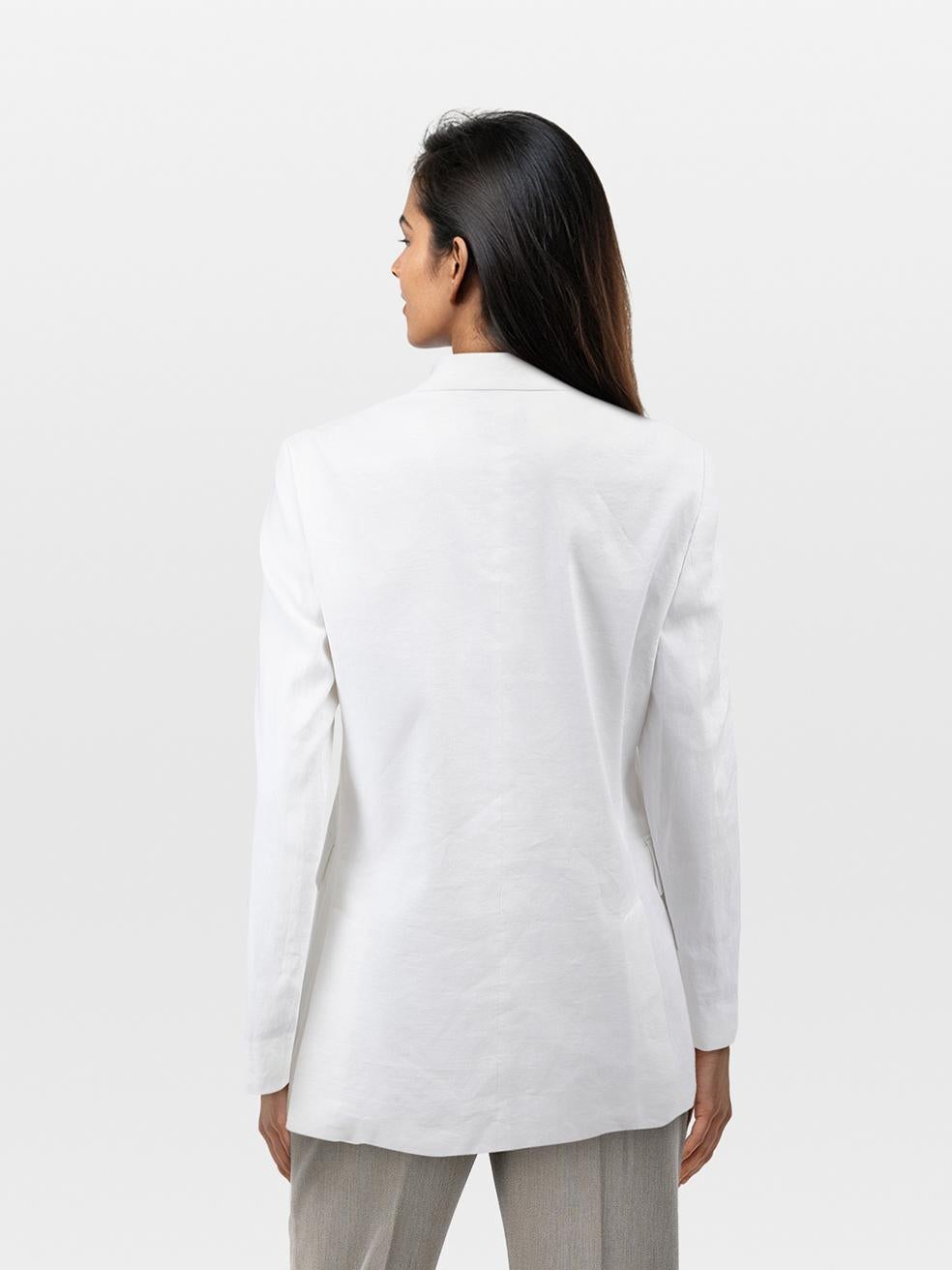 CONDITION is Never worn, with tags. No visible wear to blazer is evident on this new Theory designer resale item.
 
 
 
 Details
 
 
 White
 
 Linen
 
 Blazer
 
 Single breasted
 
 Long sleeves
 
 Button up fastening
 
 2x Front pockets
 
 
 
 Made