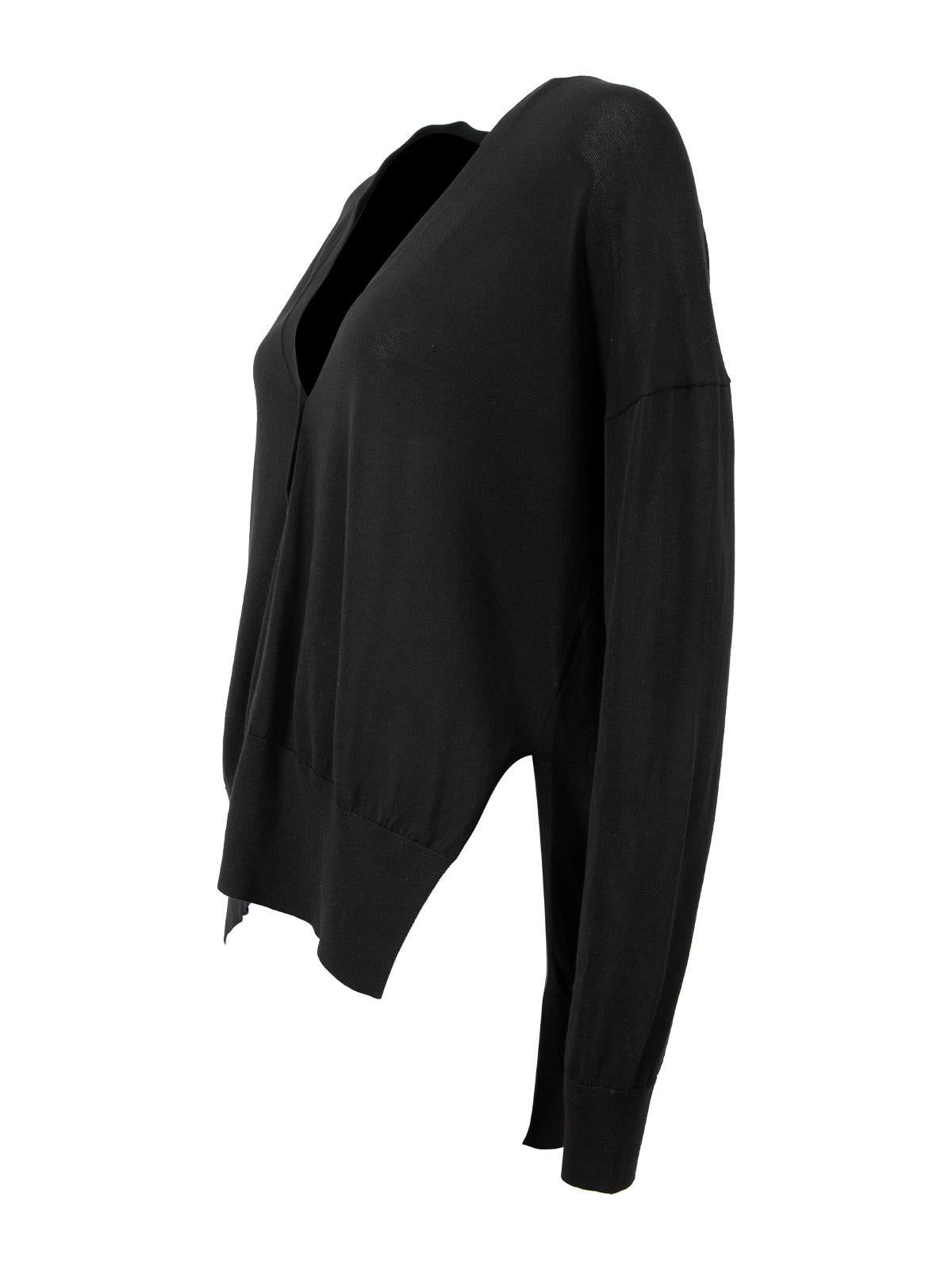 Theory Women's Black Cotton Drop Hem Cardigan 1