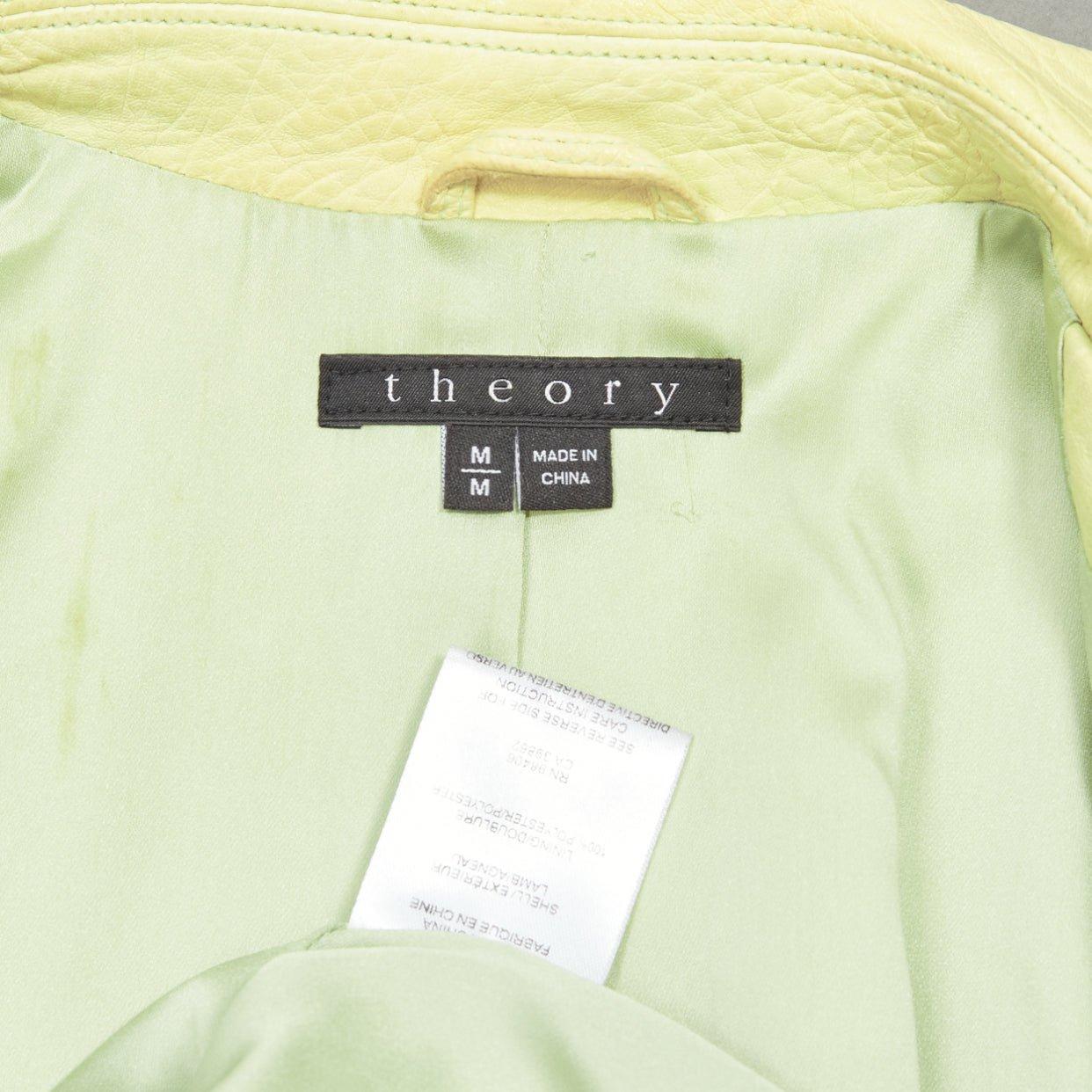 THEORY yellow lambskin leather motorcycle biker jacket M For Sale 5
