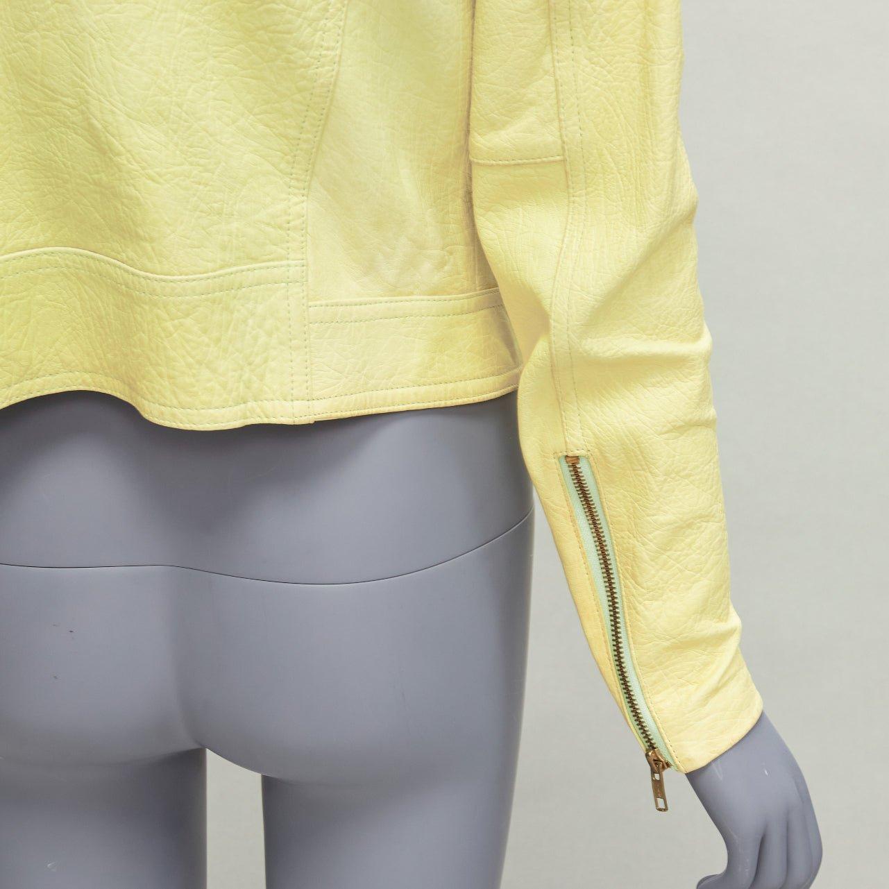 THEORY yellow lambskin leather motorcycle biker jacket M For Sale 4