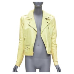 THEORY yellow lambskin leather motorcycle biker jacket M