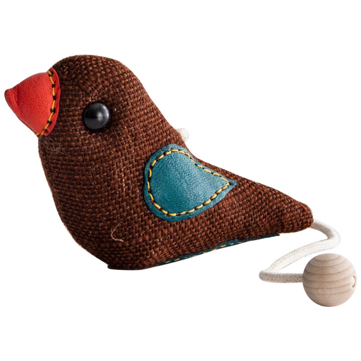Therapeutic Bird Toy in Brown Jute with Leather by Renate Müller, 1981-1982