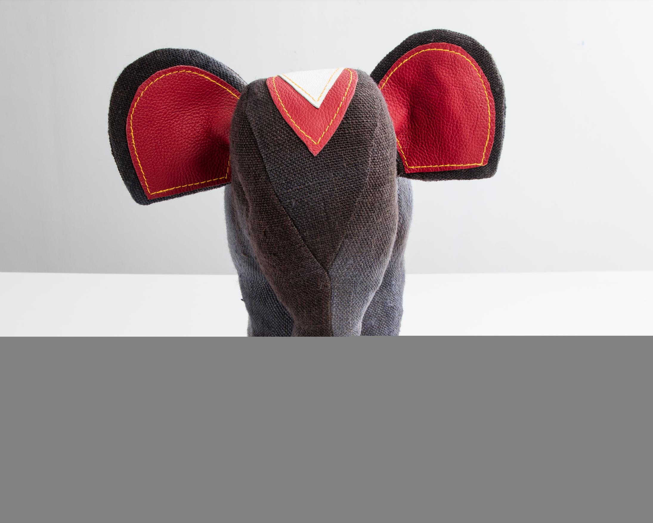 Modern Therapeutic Elephant Toy in Jute and Leather by Renate Müller, 1981-1982