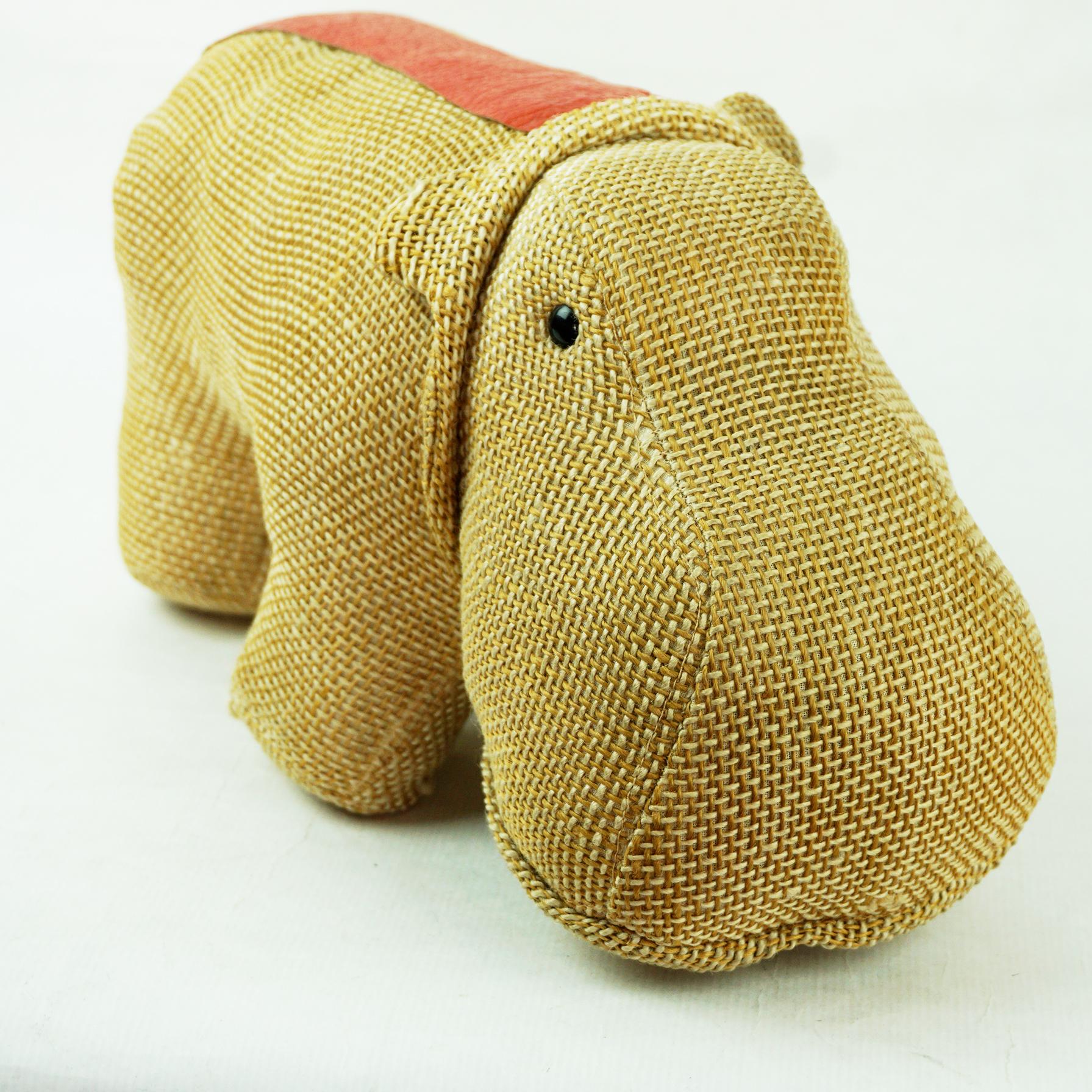 Therapeutic Jute Children Toy Hippo by Renate Müller Germany 1970s  In Good Condition In Vienna, AT