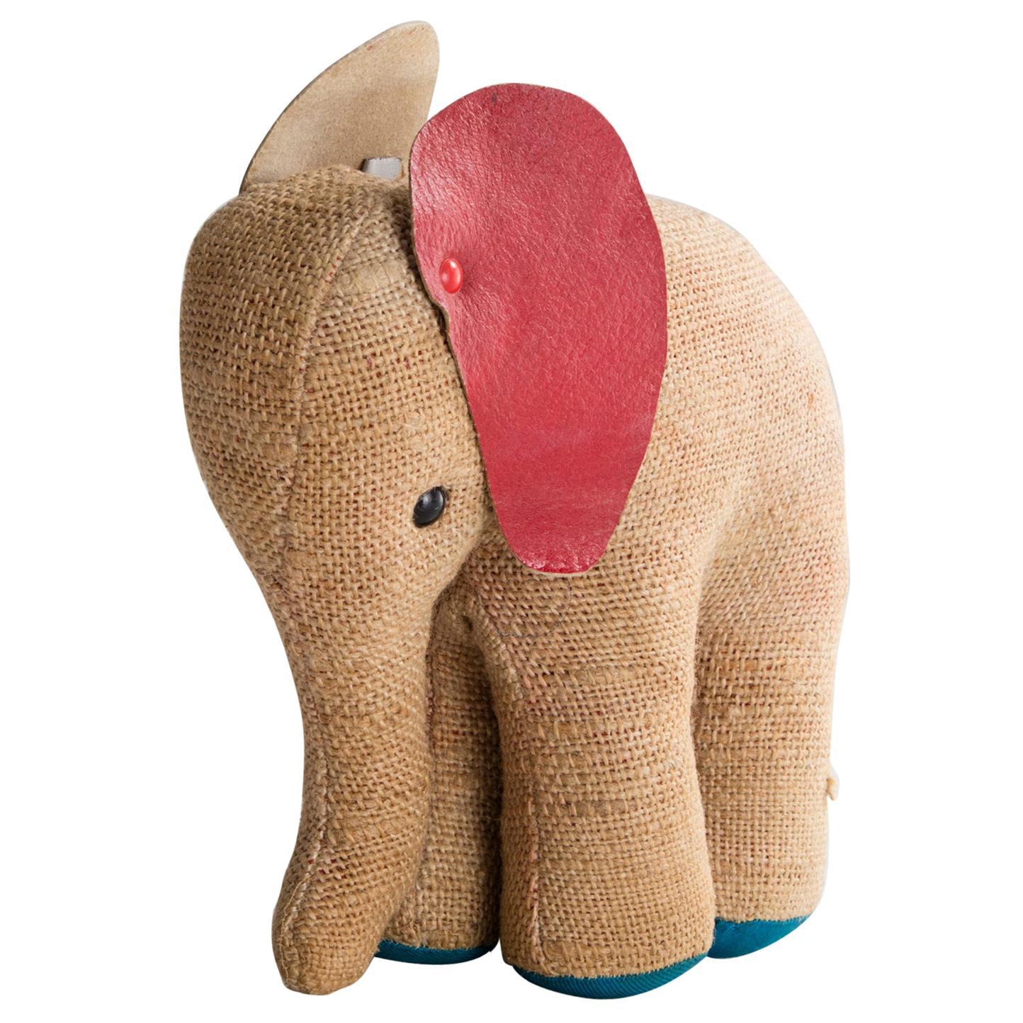 Therapeutic Small Elephant Toy in Jute and Leather by Renate Müller, circa 1969 For Sale