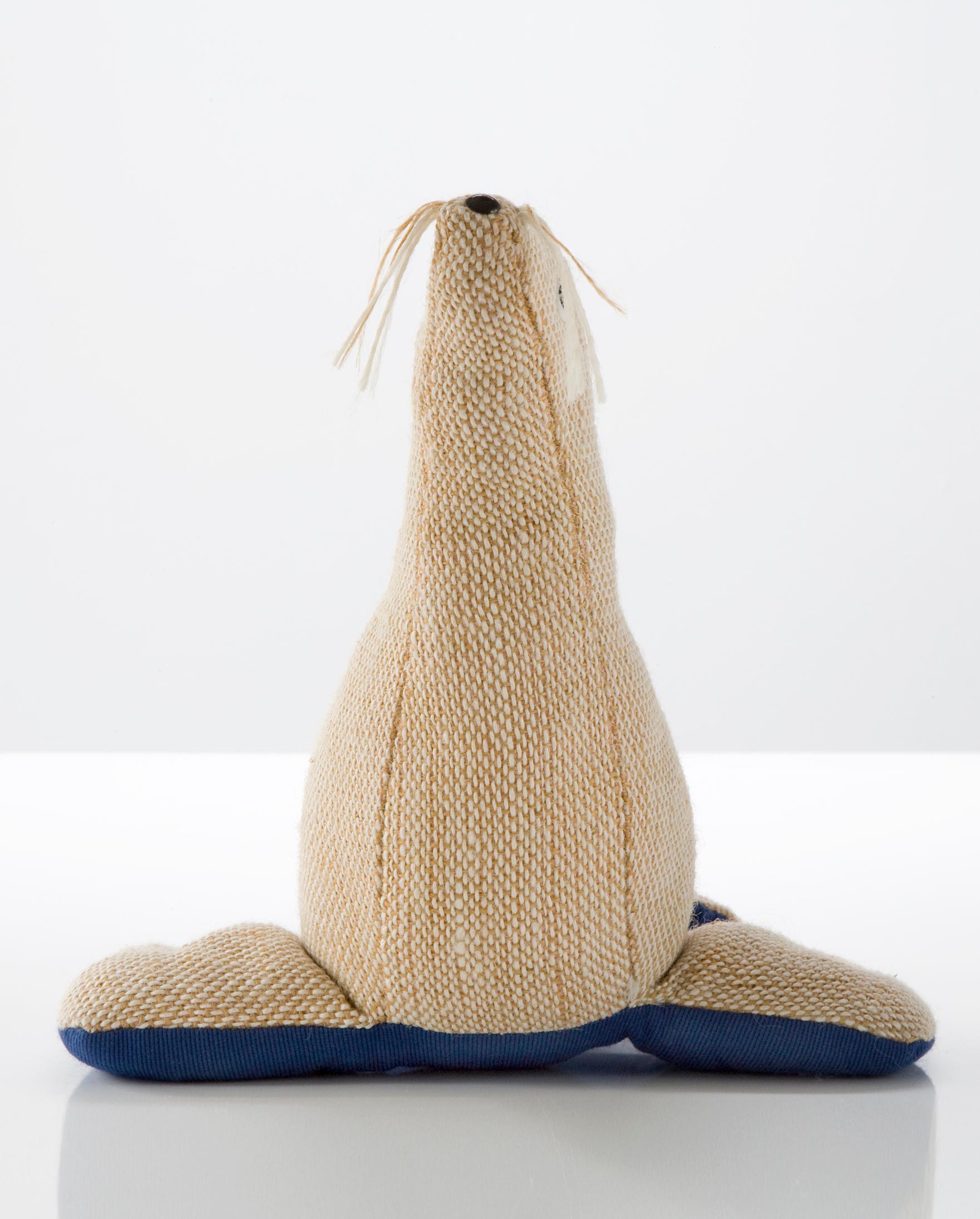 German Therapeutic Toy Seal in Jute with Leather by Renate Müller, 1965-1971