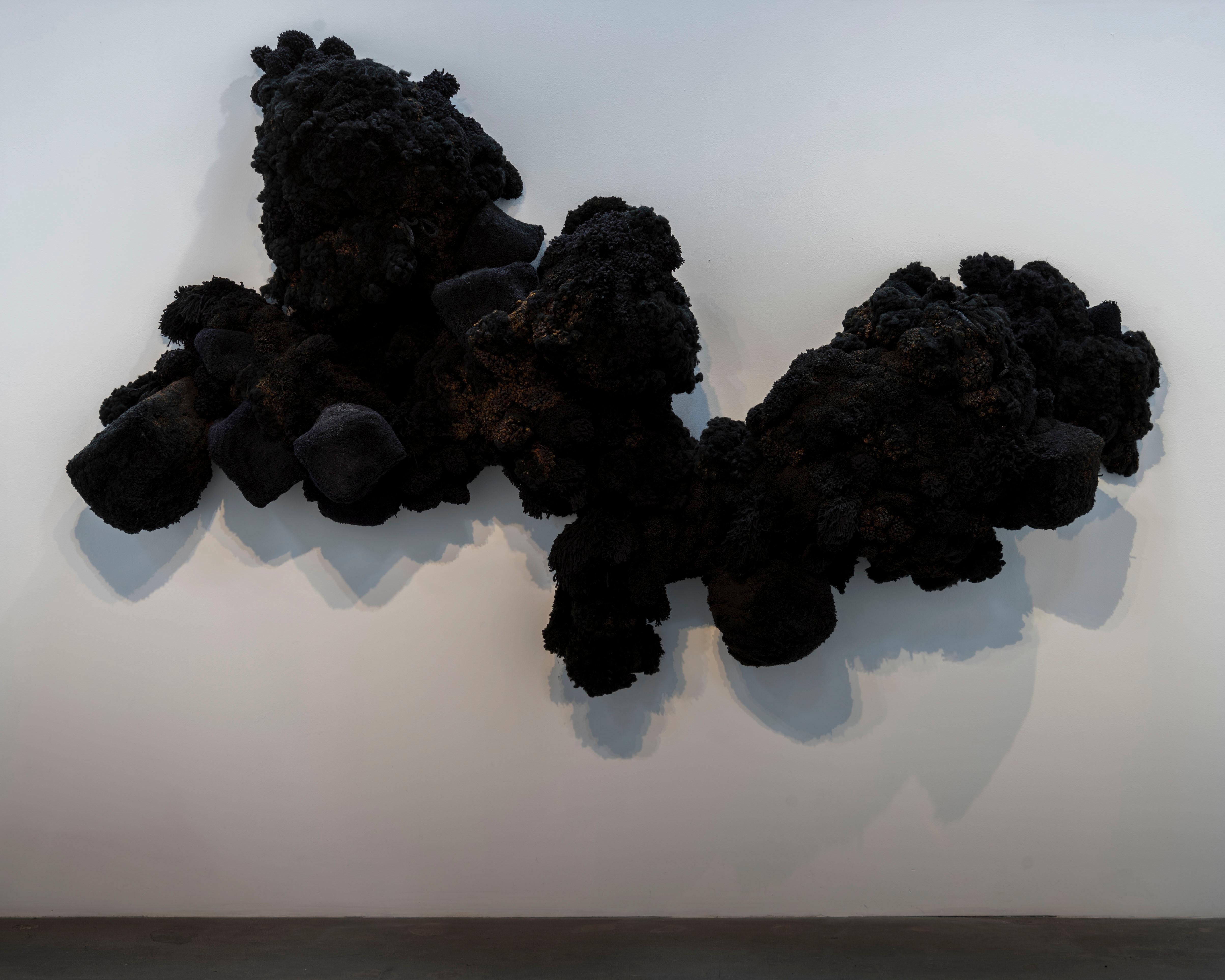 There and Black Sculpture by Mary Brōgger
Unique sculpture. 2019
Dimensions: D 38 x W 317.5 x H 183 cm.
Materials: Hand tied singed acrylic yarn, mixed media.

Work is modular and can be recomposed to a degree by the artist.

Mary Brōgger is an