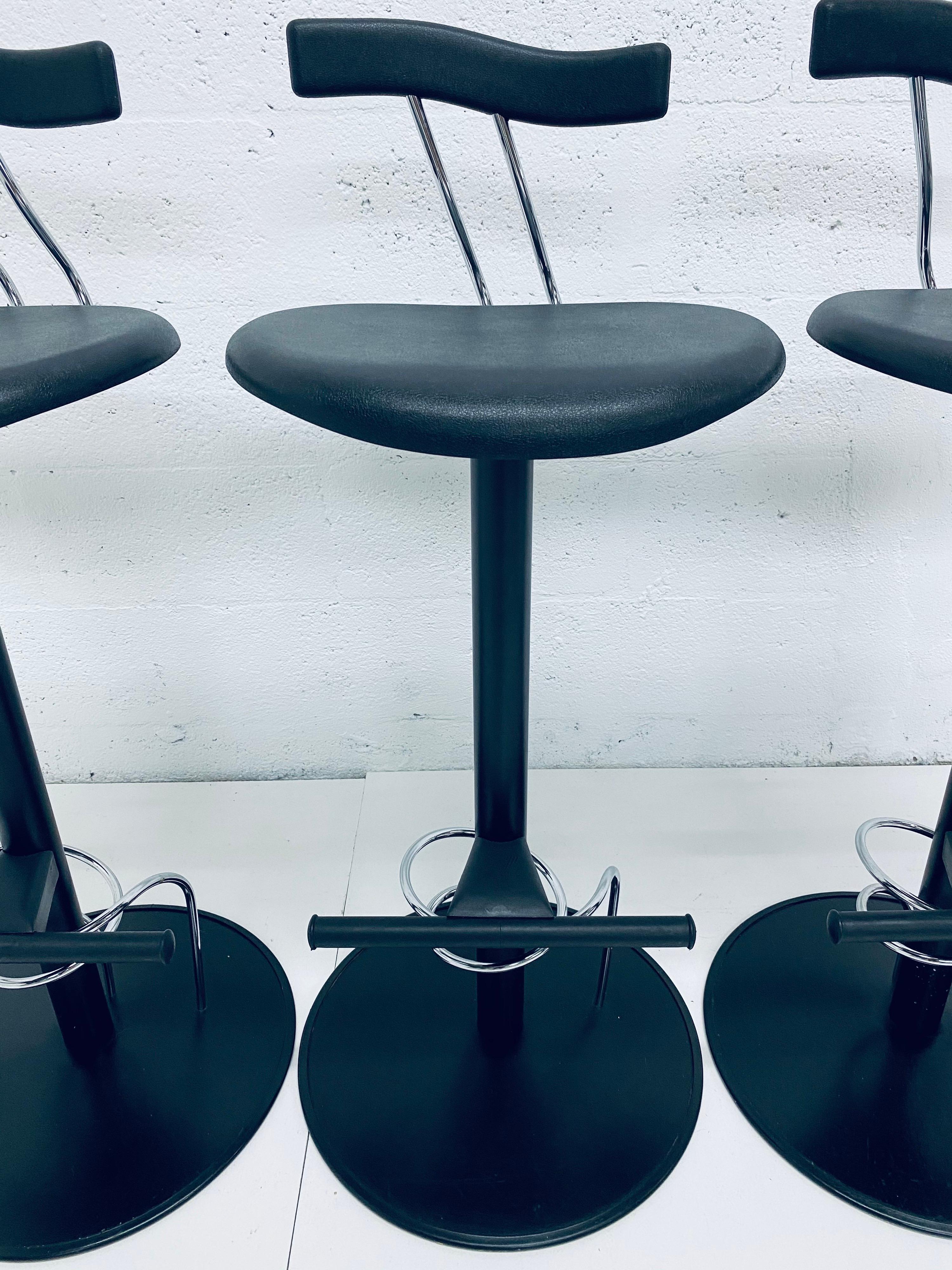 Late 20th Century Three Postmodern Memphis Style Bar Stools, Italy, 1980s For Sale