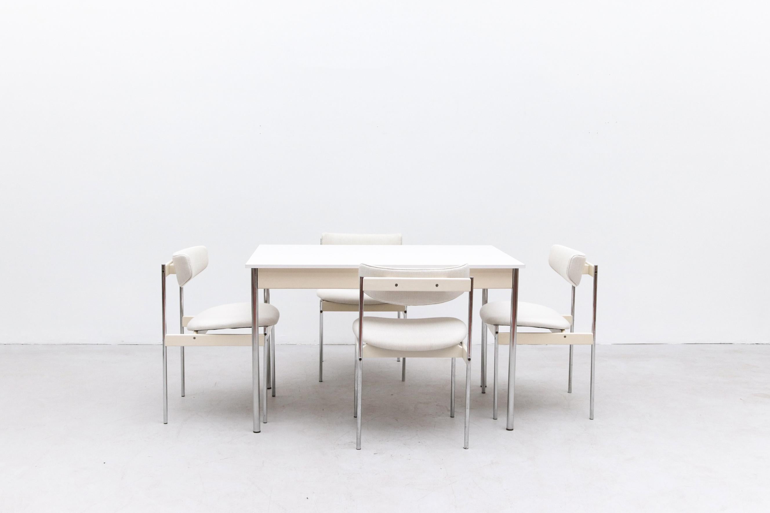 Mid-Century Modern Thereca 5 Piece White on White Dining Set