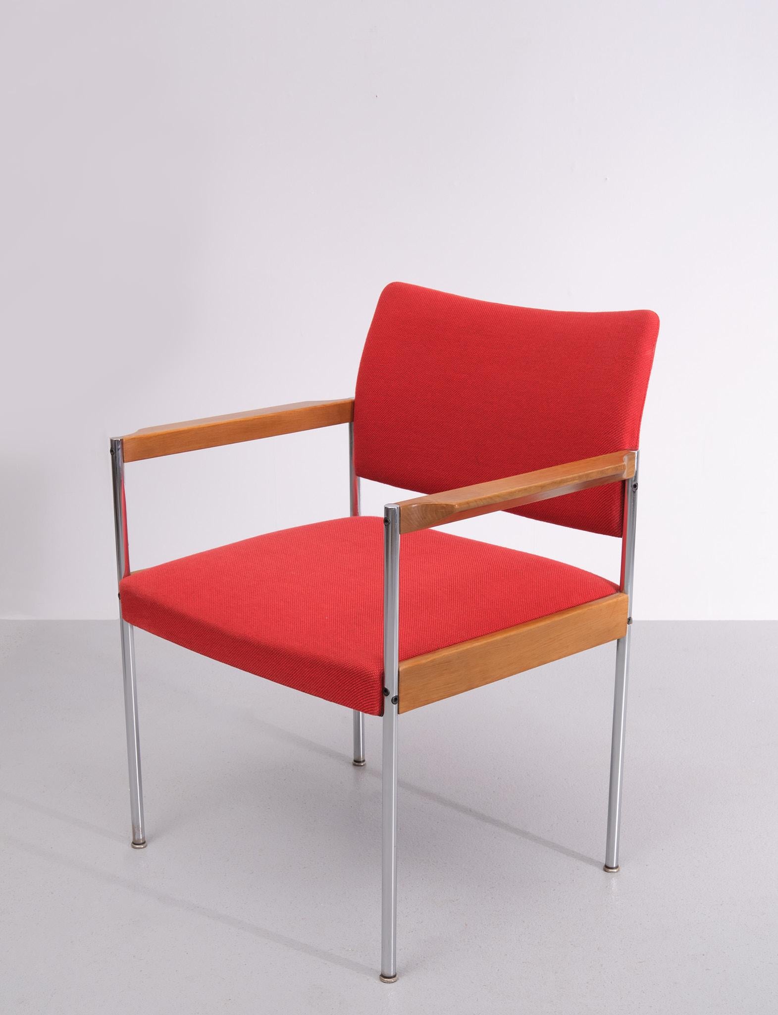 Mid-20th Century Thereca Red Fabric Armchair 1960s  For Sale