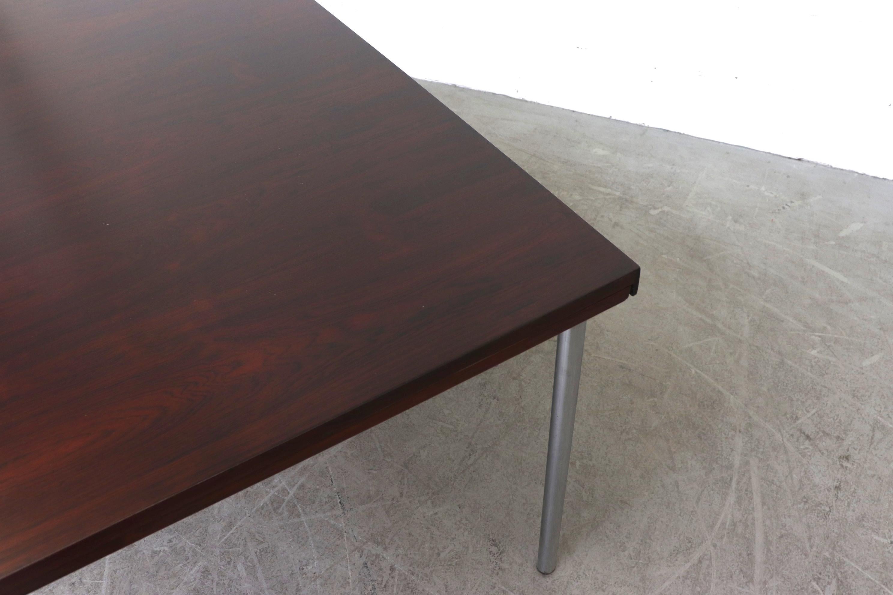 Thereca Rosewood and Chrome Dining Table with Leaf Extensions 2