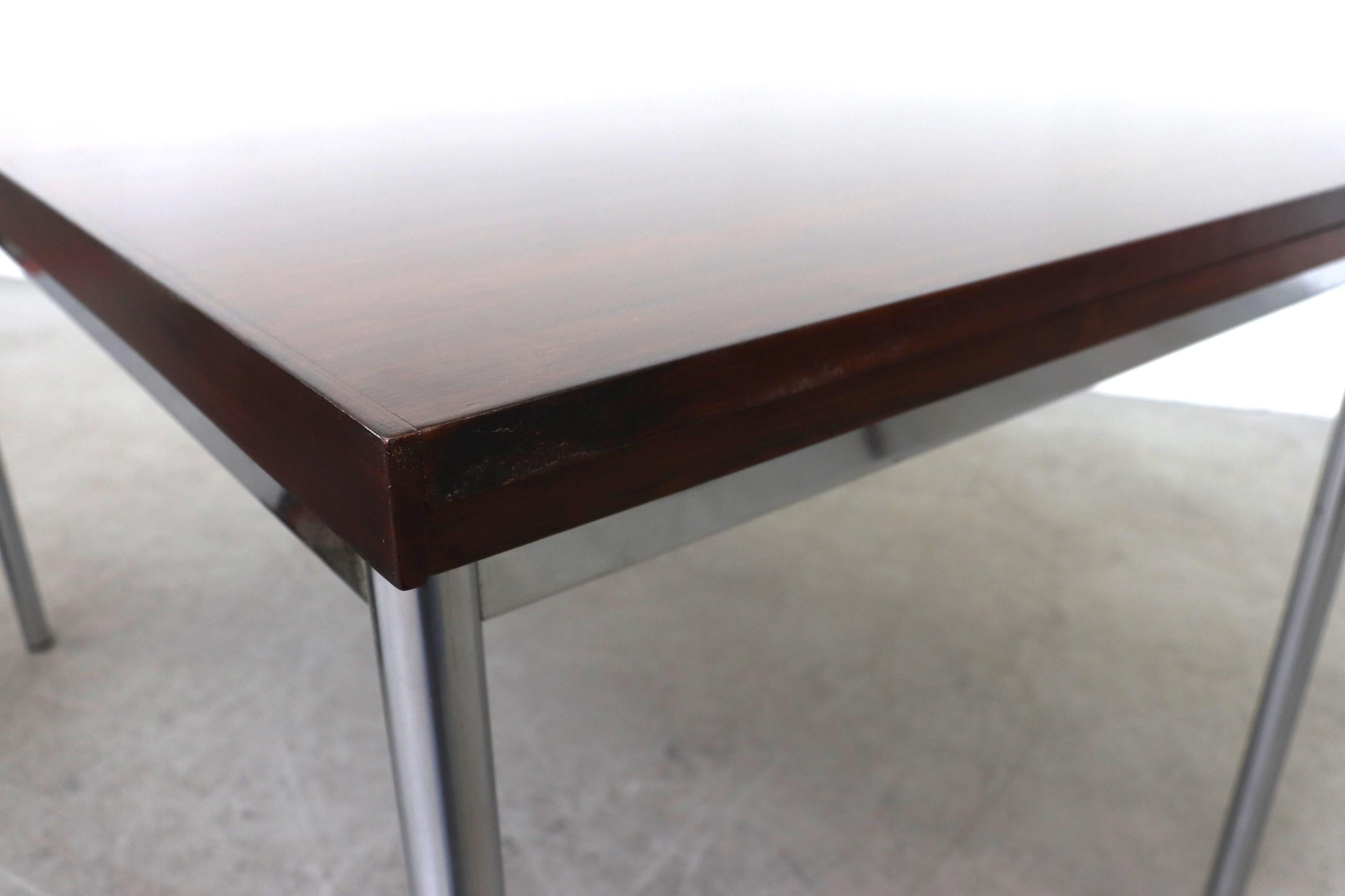 Thereca Rosewood and Chrome Dining Table with Leaf Extensions 3