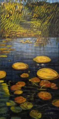 Estanque de lirios de otoño, Pintura original