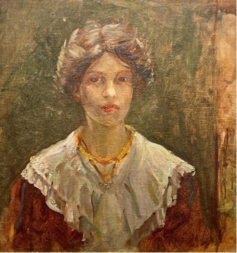 Theresa Bernstein Portrait Painting - "Self Portrait"    Female Self Portrait, Early American, Robert Henri School