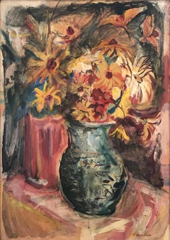 Peinture à l'huile polonaise du 20e siècle « Still Life, Flowers From My Garden » (La vie morte, fleurs de mon jardin)