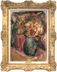 "Still Life, Flowers From My Garden" 20th Century Polish - American Oil Painting