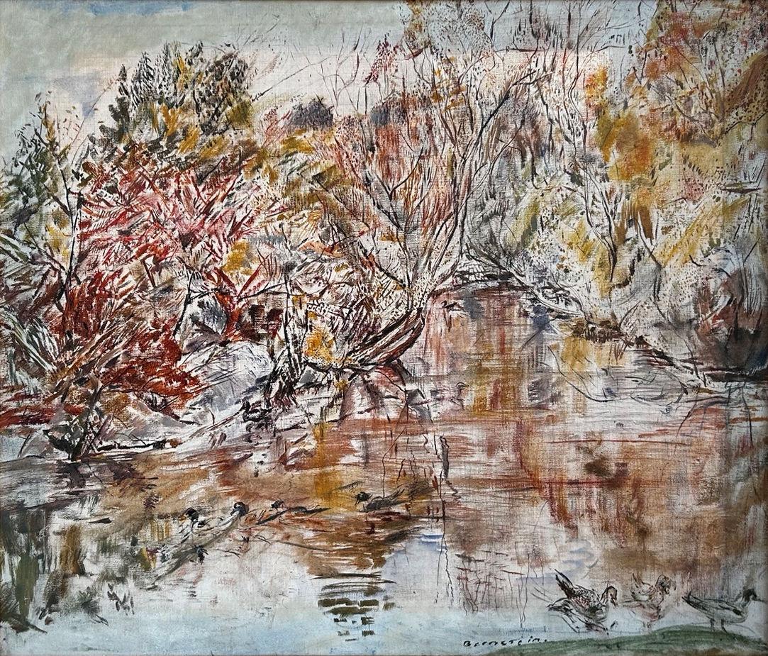 Theresa Bernstein
Bosque y arroyo, hacia 1980
Firmado abajo a la derecha
Óleo sobre lienzo
19 x 23 pulgadas


Theresa F. Bernstein nació en Filadelfia en 1895, de padres inmigrantes, cultos y de clase media. Estudió en la Escuela de Diseño para