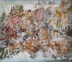 "Bosco e ruscello" Theresa Bernstein, Paesaggio astratto rosso verde giallo