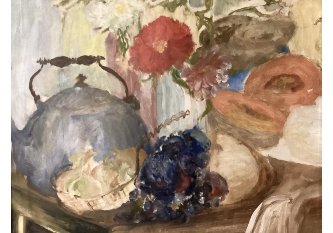 Theresa Ferber Bernstein (b. Poland 1890- D. N.Y. 2002) Oil On Canvas Still Life In Distressed Condition For Sale In Bridgeport, CT