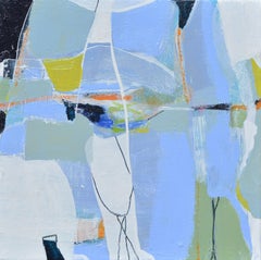 Peinture à l'acrylique bleue sur toile encadrée « Lonesome Dove »:: expressionniste abstraite