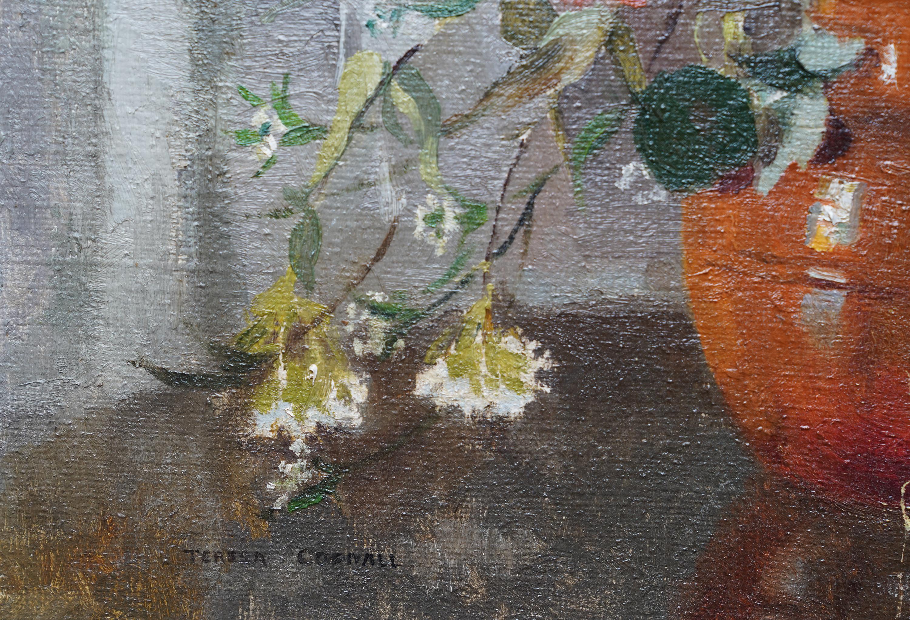 Still Life Summer Floral Arrangement - British Slade School flower oil painting For Sale 6