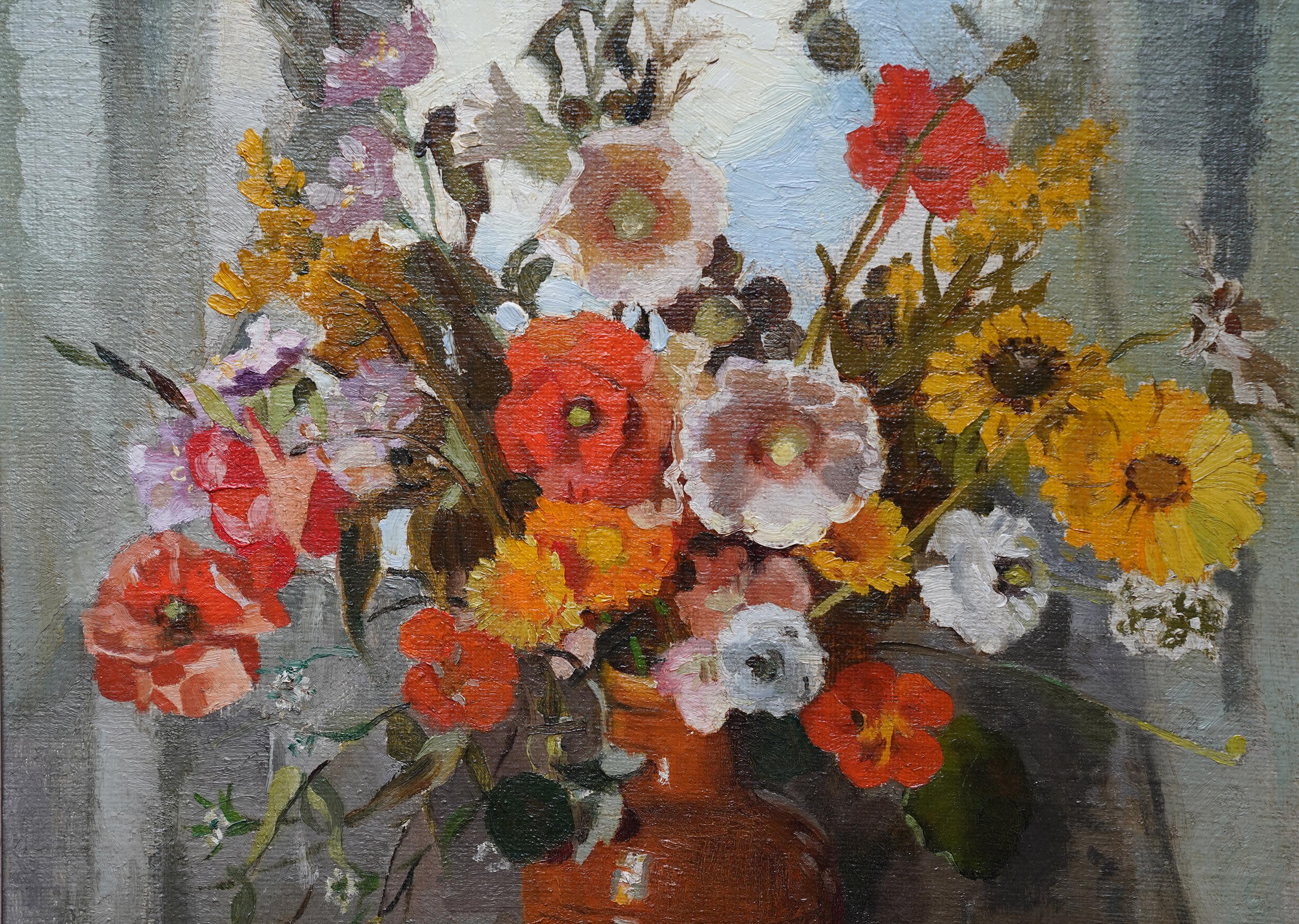 Still Life Summer Floral Arrangement - British Slade School flower oil painting - Post-Impressionist Painting by Theresa Norah Copnall
