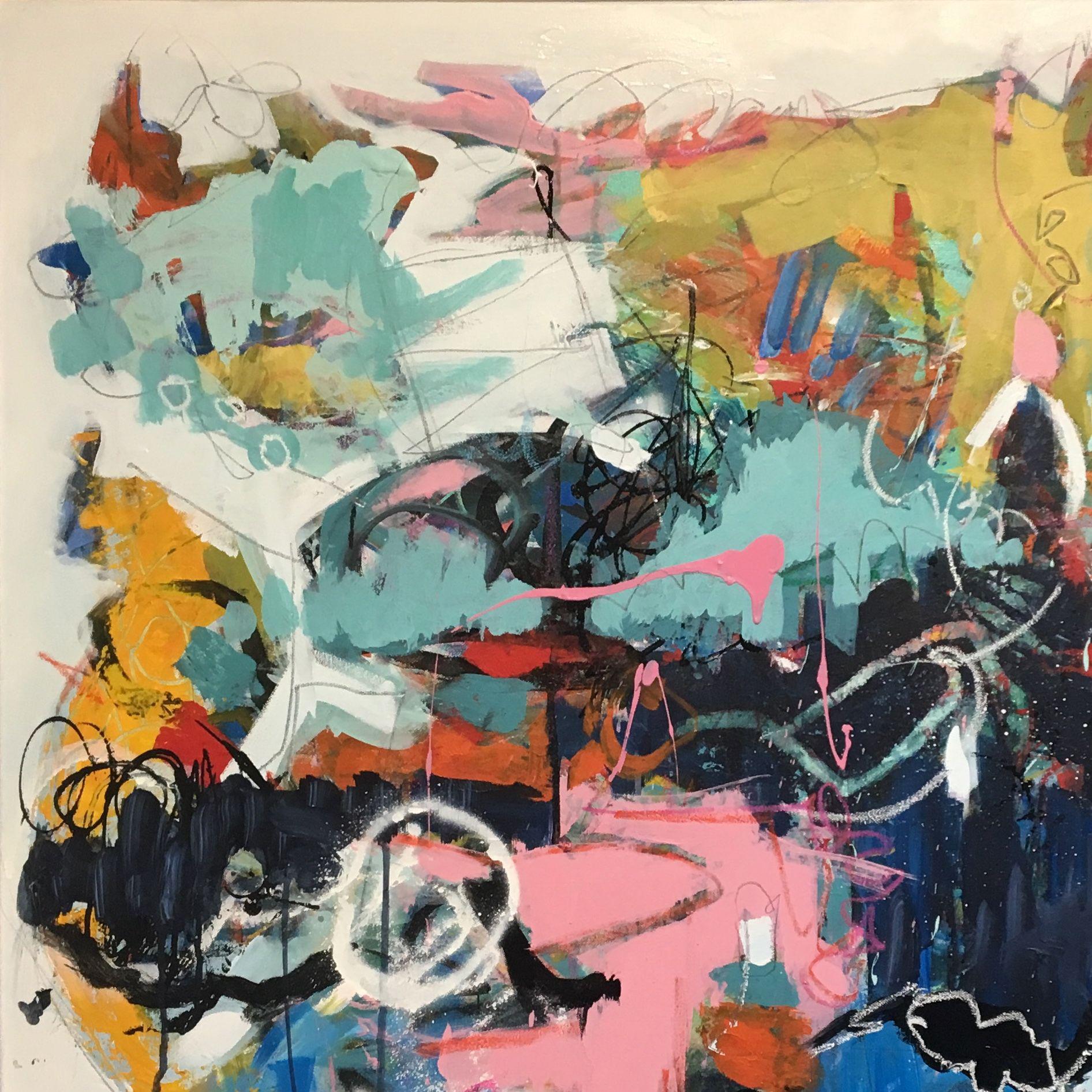 Little Boat on the Sea of Life, Mixed Media auf Leinwand (Abstrakt), Mixed Media Art, von Theresa Vandenberg Donche