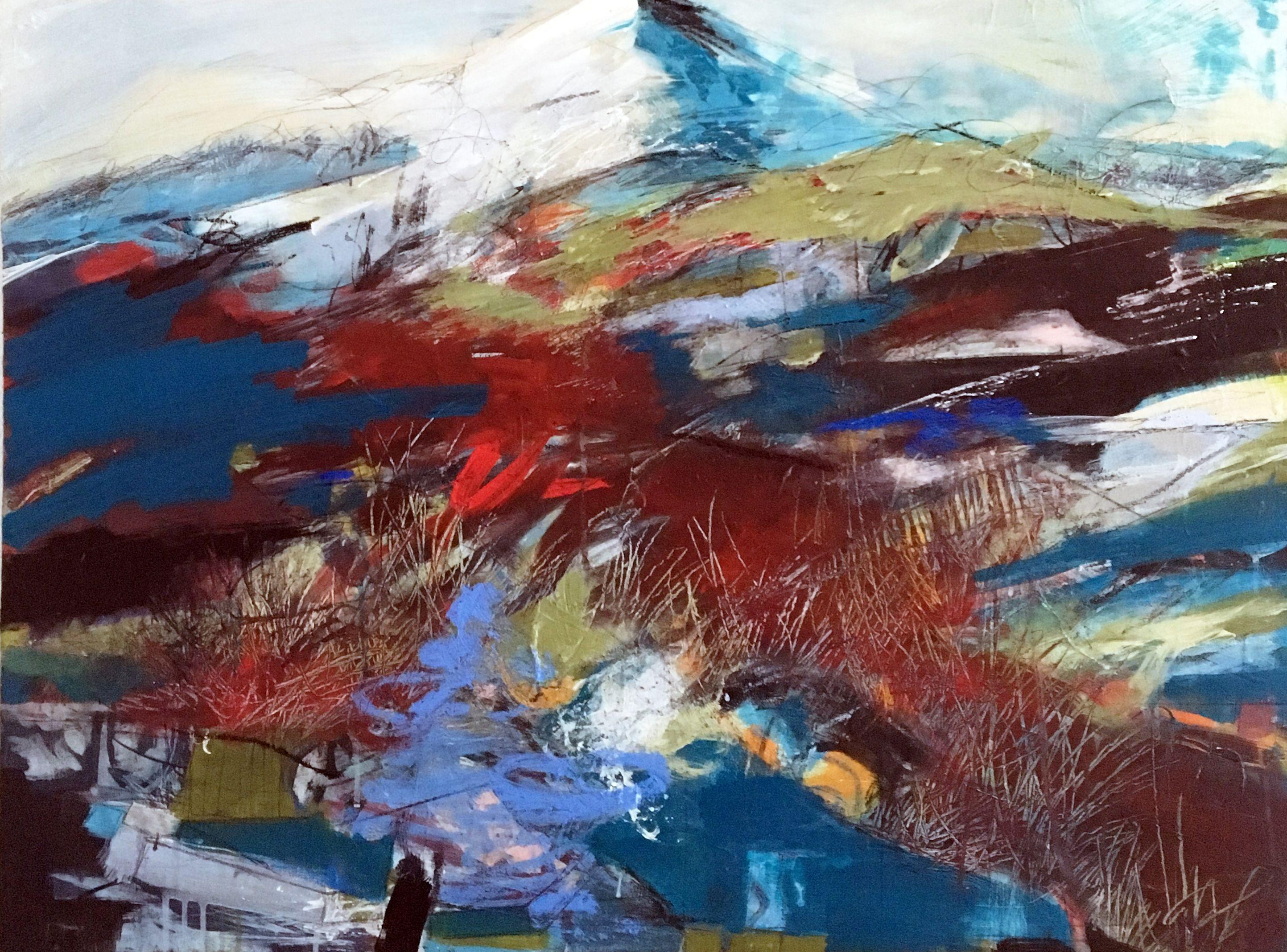 Snow capped mountain, Mixed Media on Canvas - Mixed Media Art by Theresa Vandenberg Donche