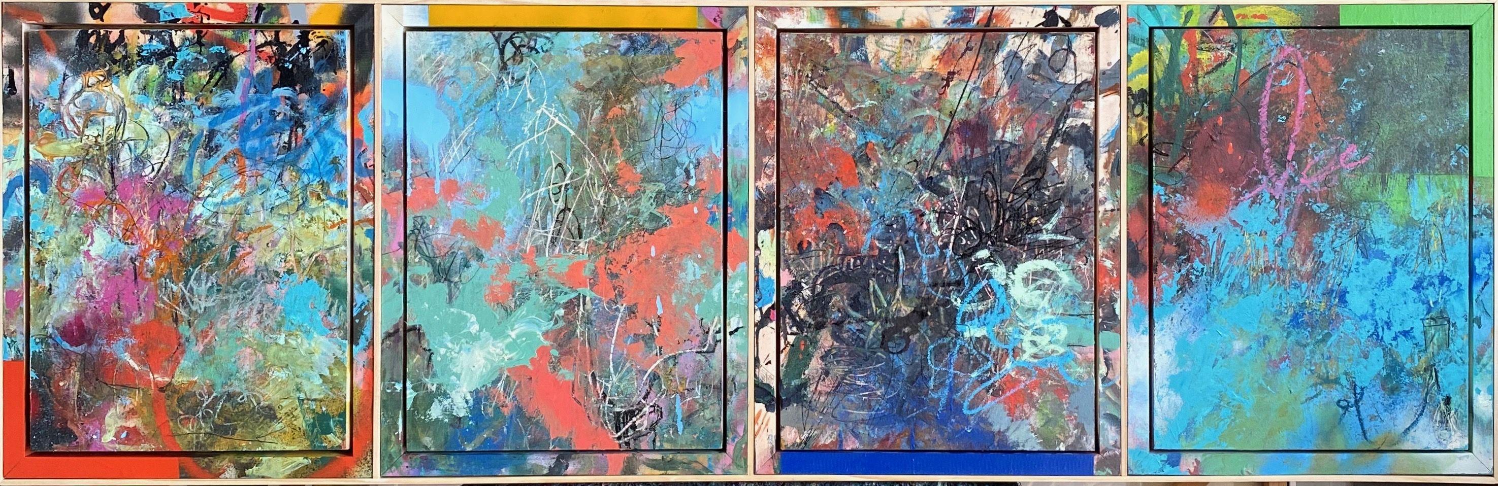 Theresa Vandenberg Donche Abstract Painting - 4 seasons, Painting, Acrylic on Wood Panel