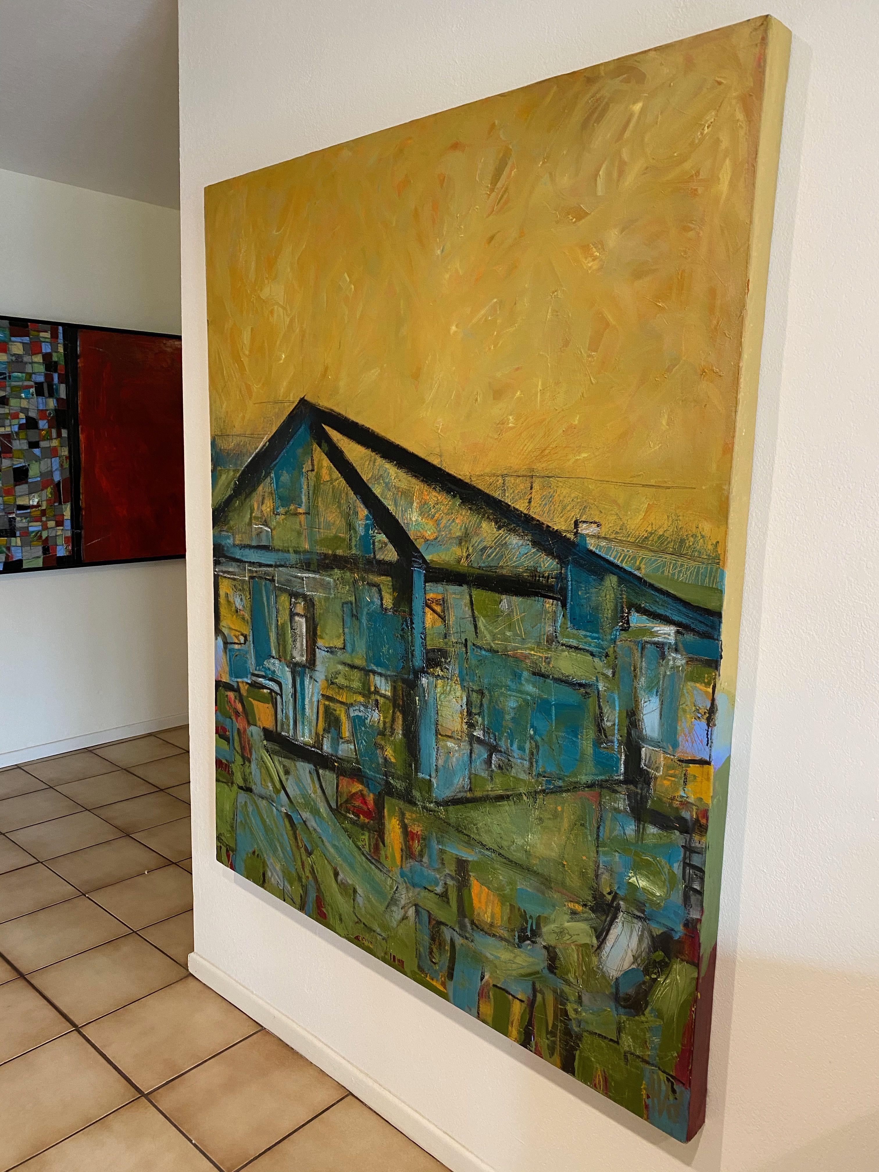 Glasshouse, Painting, Acrylic on Canvas - Brown Abstract Painting by Theresa Vandenberg Donche