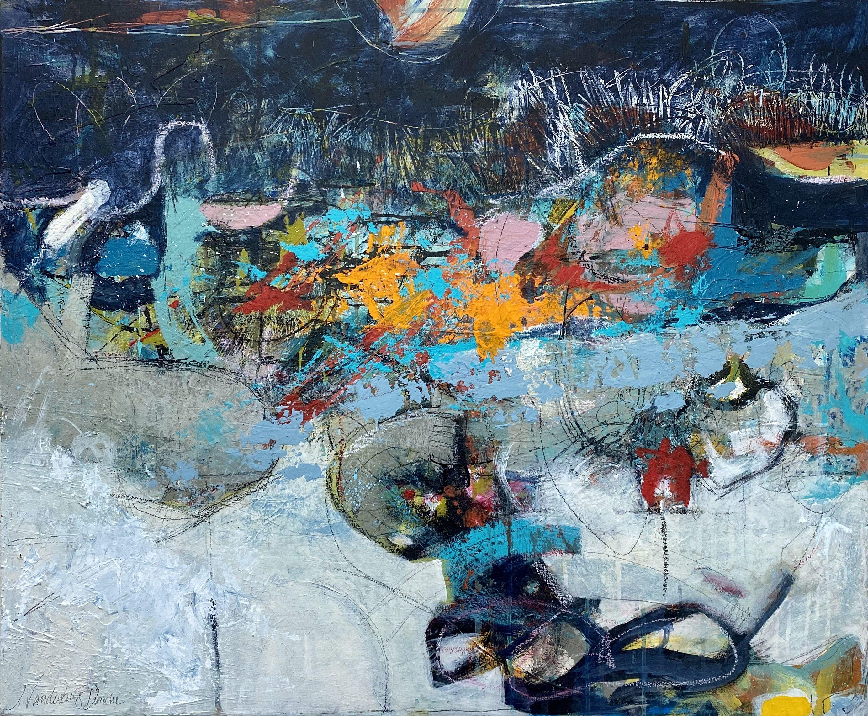 Abstract Painting di Theresa Vandenberg Donche - Raggiungere la luna, Pittura, Acrilico su tela