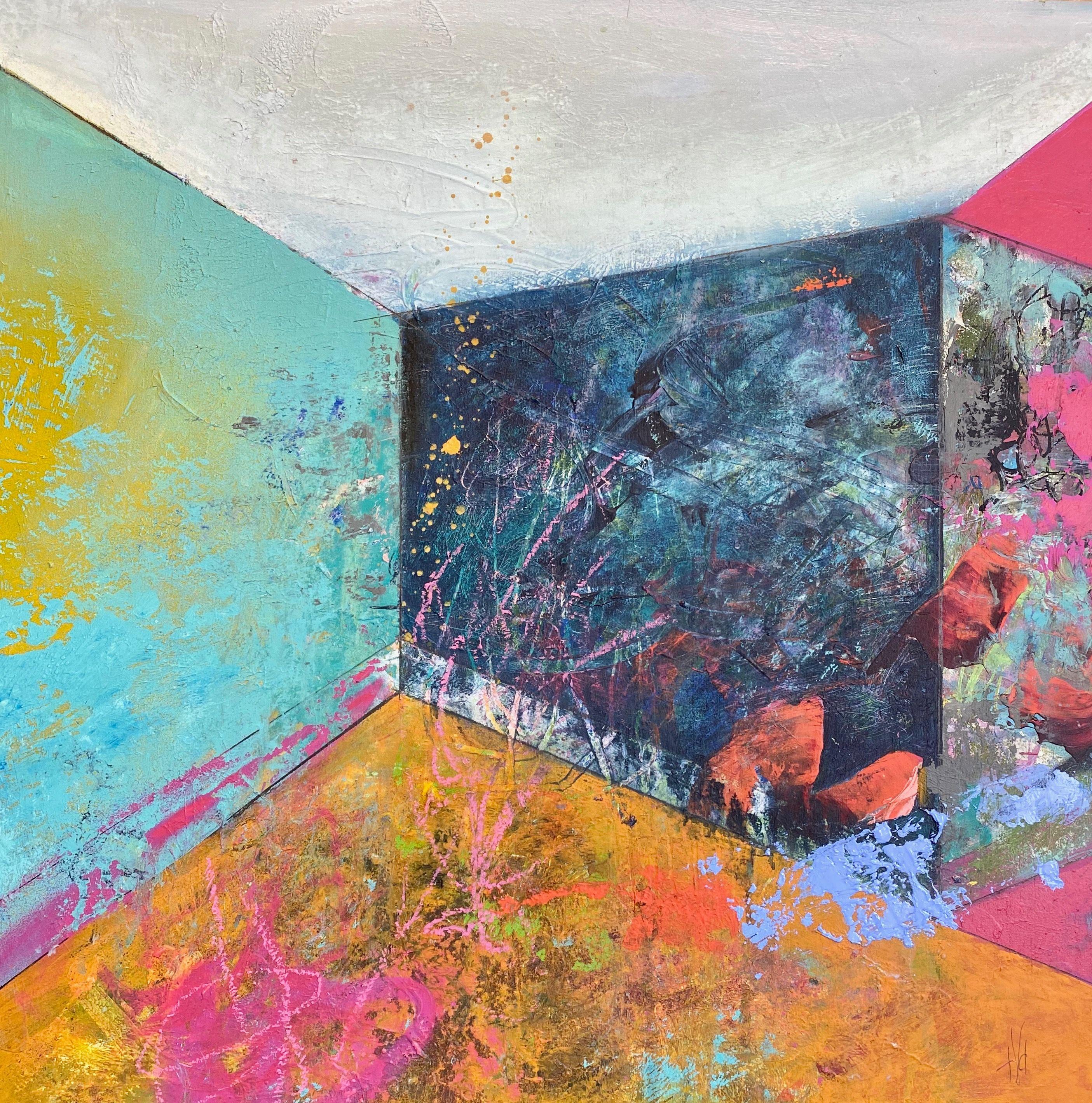 Theresa Vandenberg Donche Abstract Painting - Rooms-Summer Walled In, Painting, Acrylic on Wood Panel