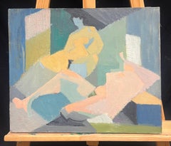 Mid 20th-Century French Oil Painting Cubist Portrait of Nude Figure