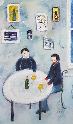 "Au Reve (El sueño)" Pintura contemporánea en técnica mixta sobre papel