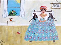 Companions in a Quilt, Frida Kahlo, Contemporary Figurative Painting