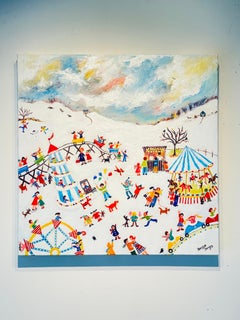 Fun of the Fair - dipinto originale di paesaggio urbano figurativo - Arte contemporanea