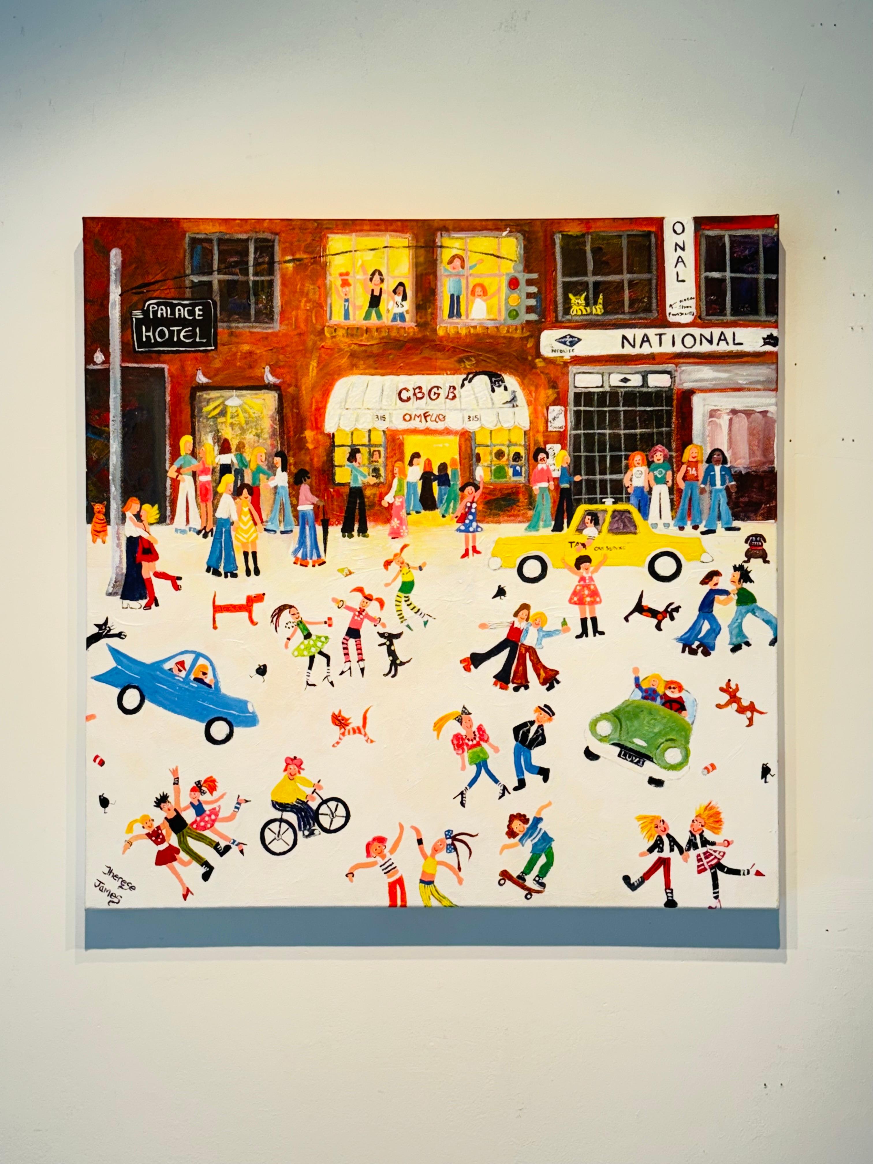Funky Punky Rockers (New York) - original cityscape painting-contemporary Art For Sale 1