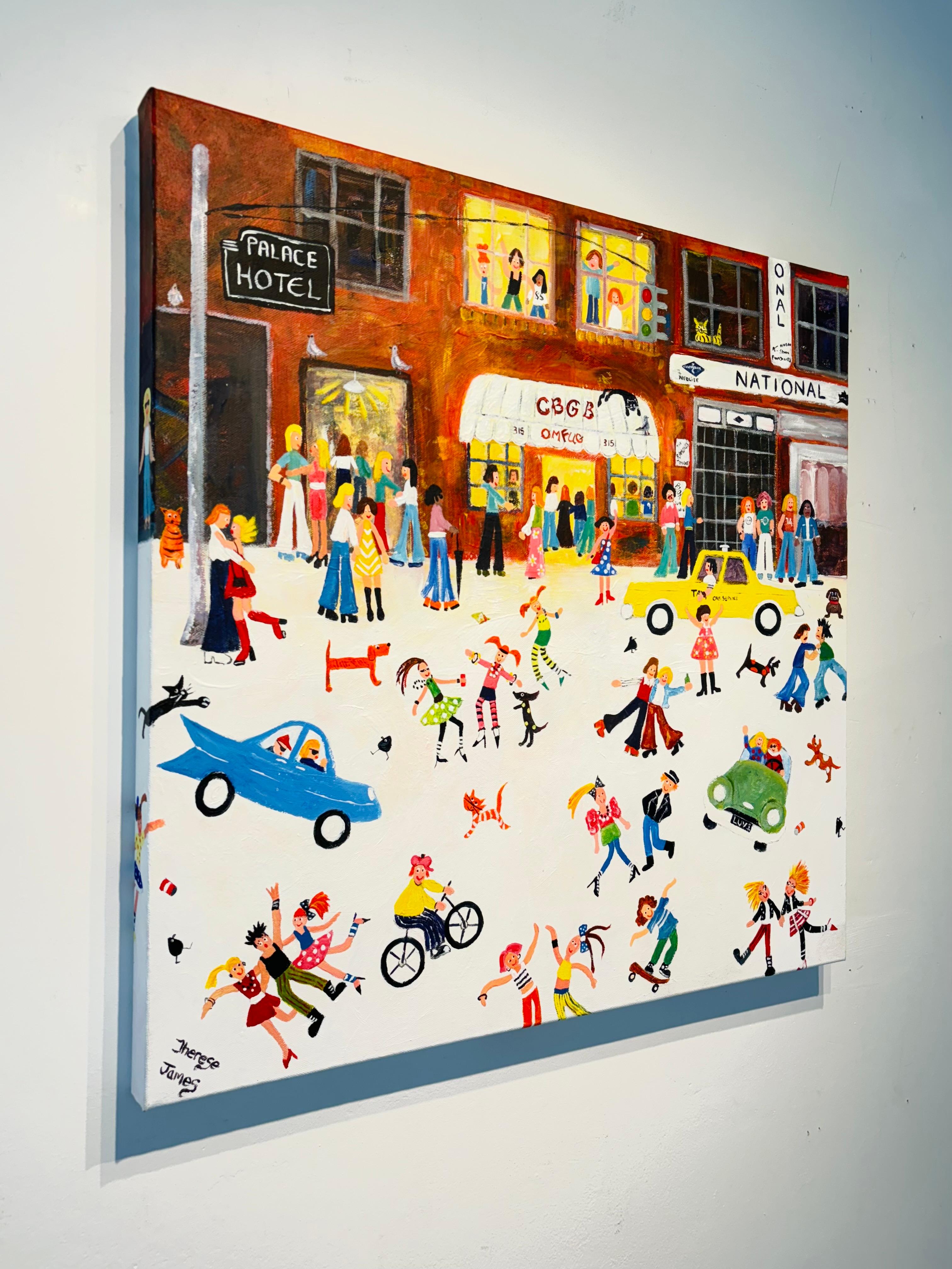 Funky Punky Rockers (New York) - original cityscape painting-contemporary Art For Sale 2