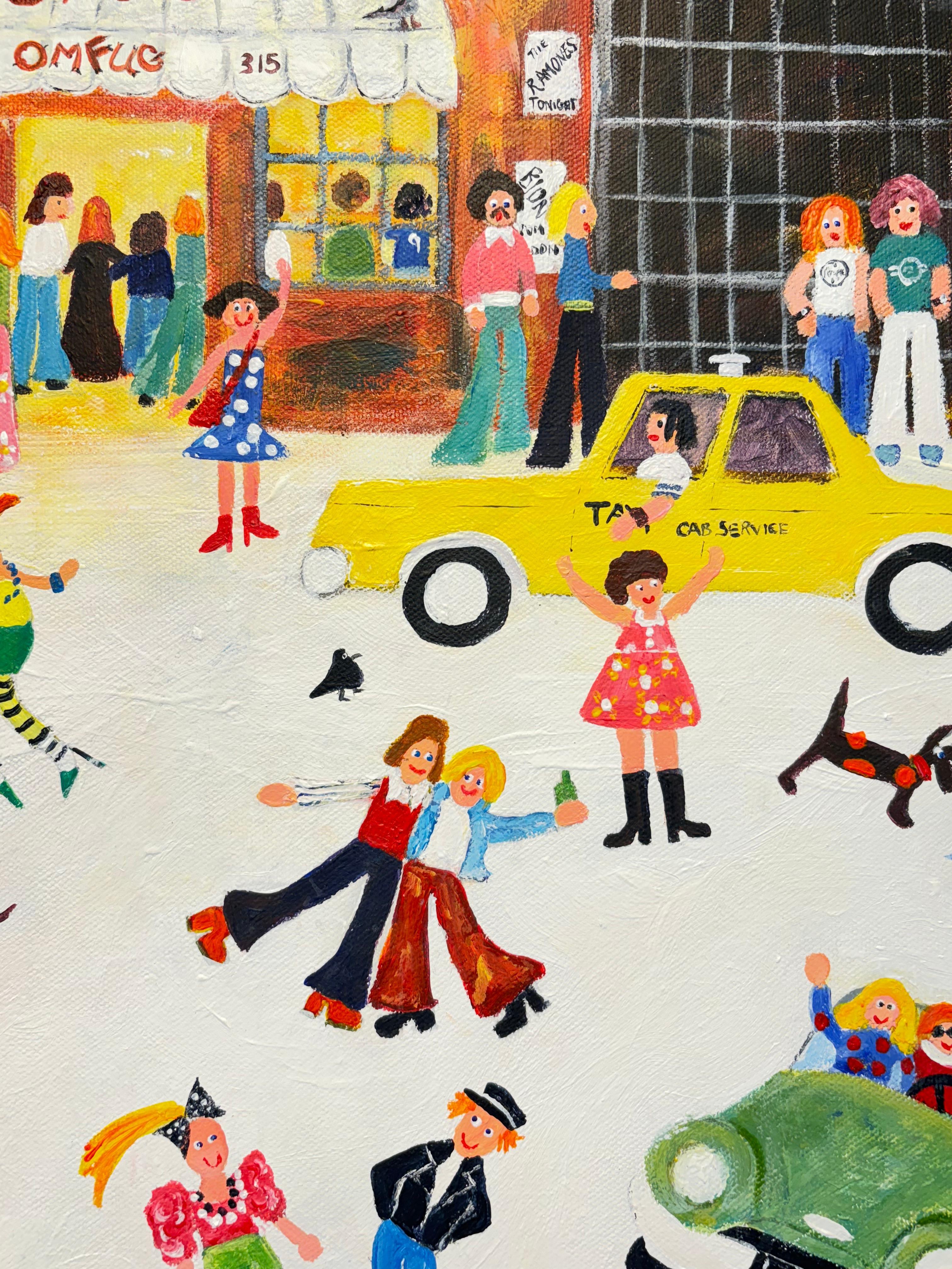 Funky Punky Rockers (New York) - original cityscape painting-contemporary Art For Sale 3