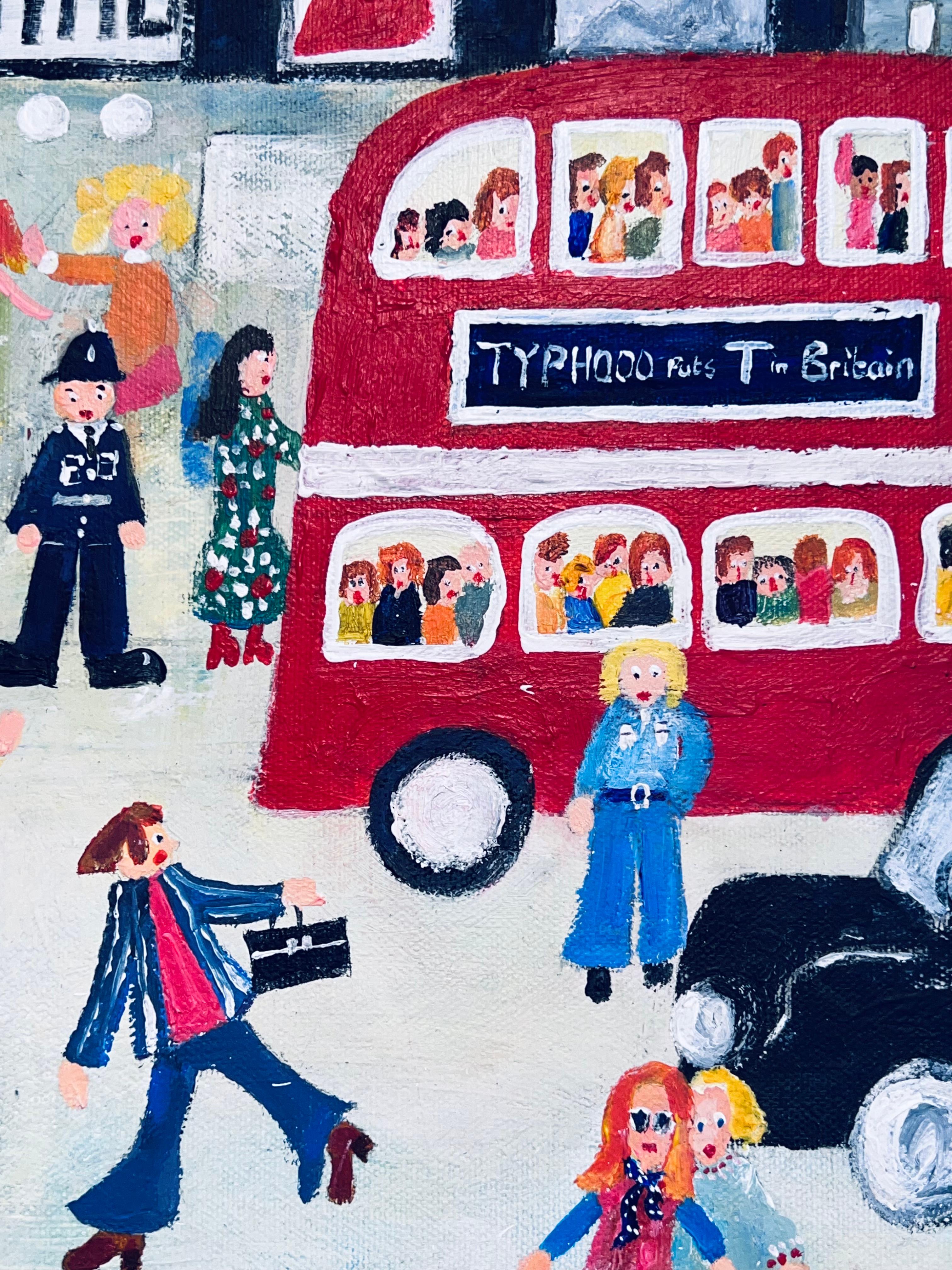 Happy Hippy Days-original London figurative cityscape painting-contemporary Art For Sale 3