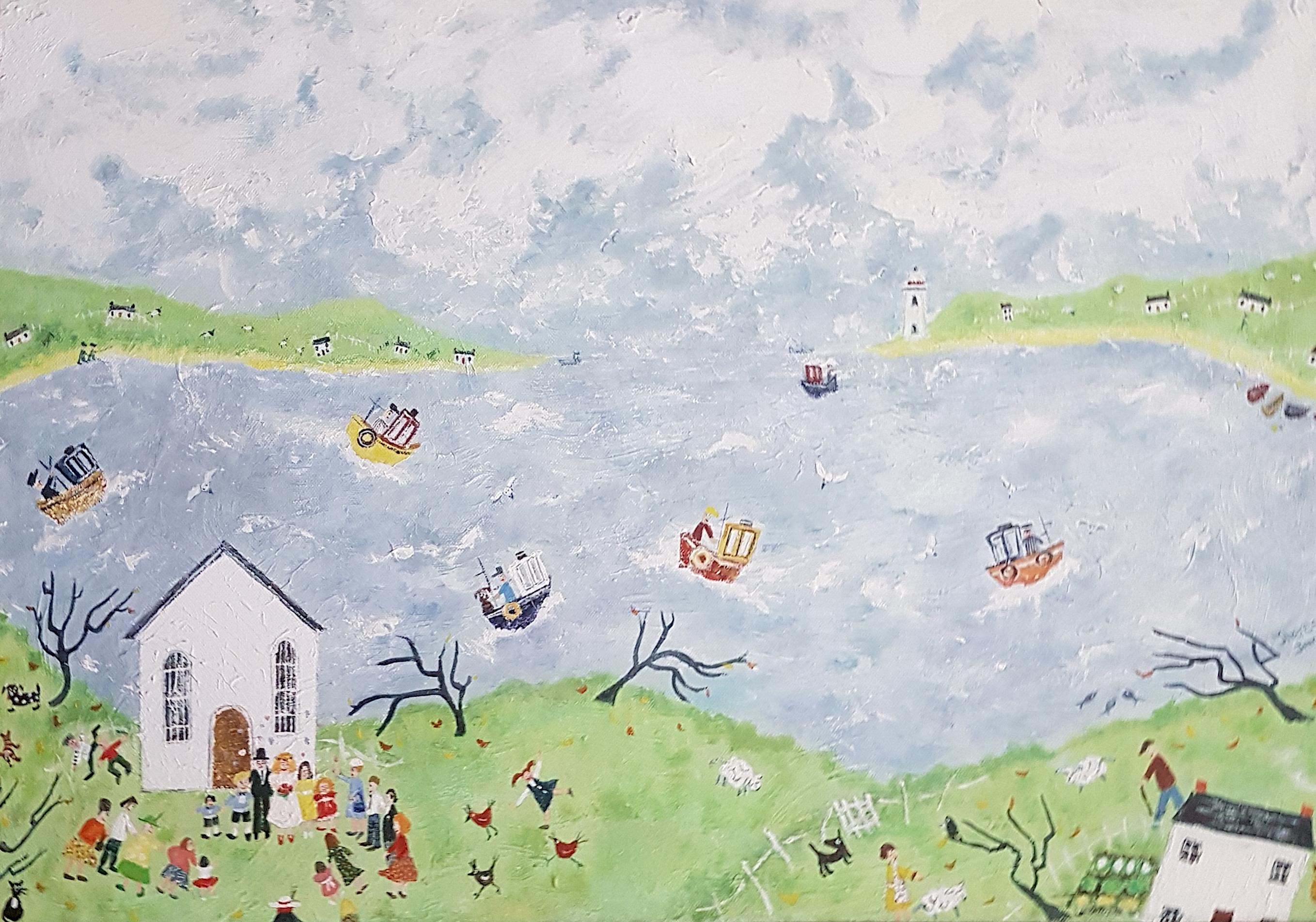 Era il matrimonio di Flora, quindi le mucche avrebbero dovuto aspettare.  Pittura contemporanea - Painting di Therese James