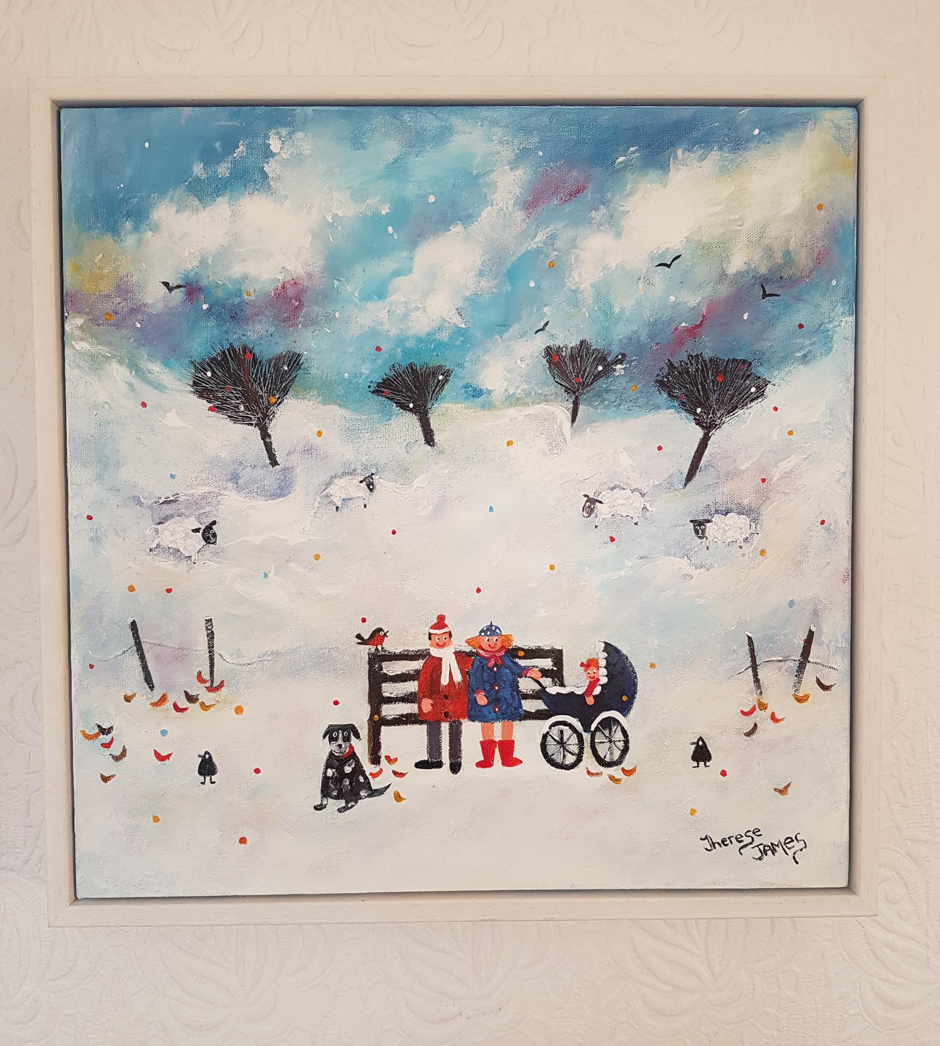 Deja que nieve - Landscape Painting Gris de Therese James