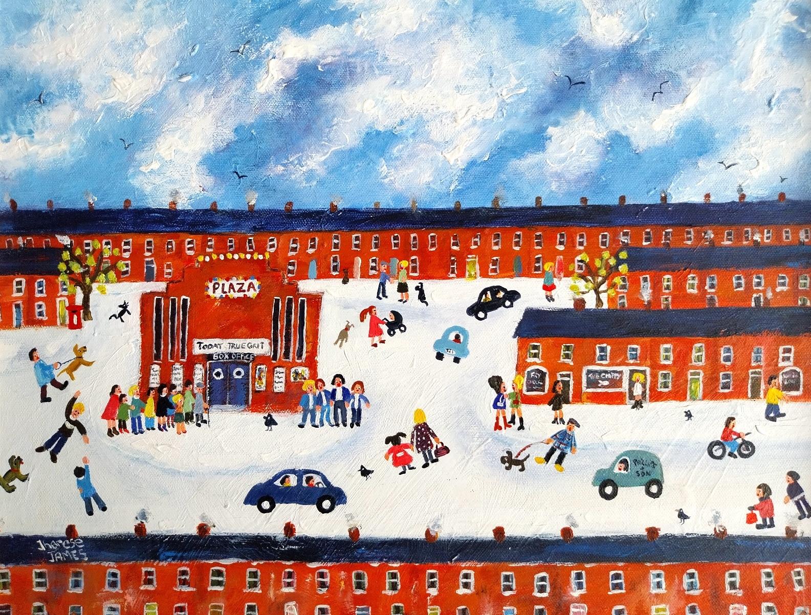 Meet Me Outside The Plaza,    Naive School Figurative Painting