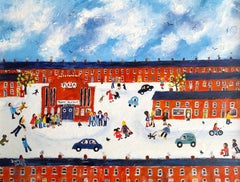 Meet Me Outside The Plaza,    Naive School Figurative Painting